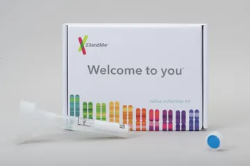 Photo of the 23andMe DNA test kit
