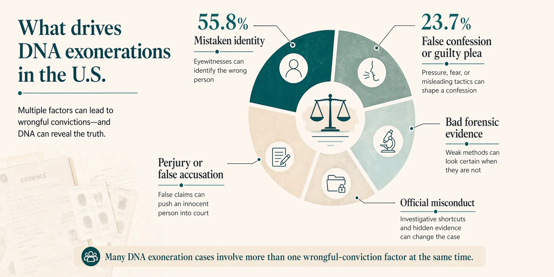 Summary of common wrongful-conviction factors in U.S. DNA exoneration cases